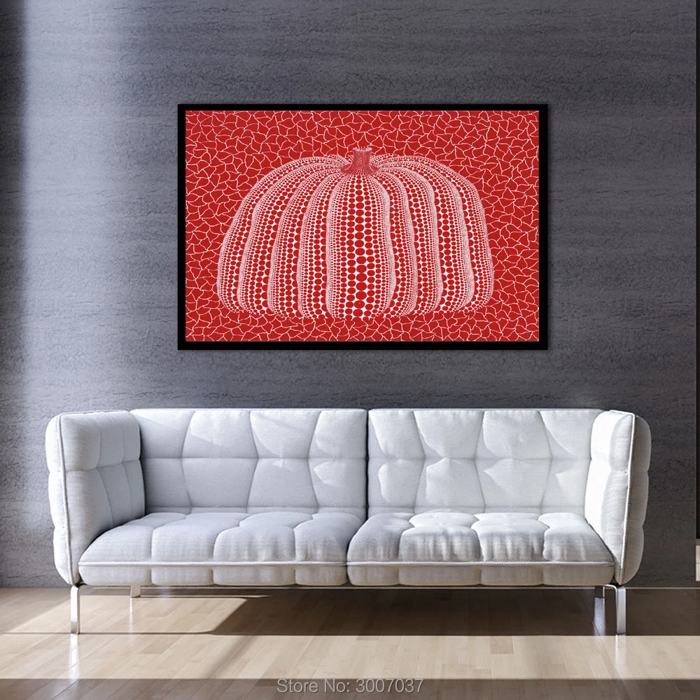 Free Shipping DHL Wall Art Kusama Yayoi Red PUMPKIN Painting For Living Room Home Decoration Handmade Oil Painting On Canvas