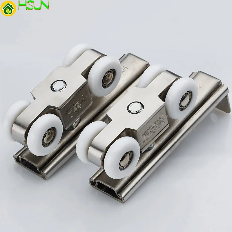 

Stainless steel European solid wood sliding door 4 wheel hotel project push and pull hardware pulley strong bearing slide pulley