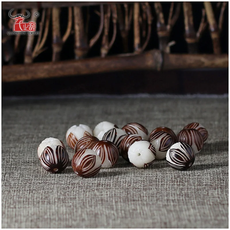 20PCS Natural Palm Fruit bead Hand-carved lotus beads flowers beads for jewelry making Yoga bracelet necklace bodhi DIY beads