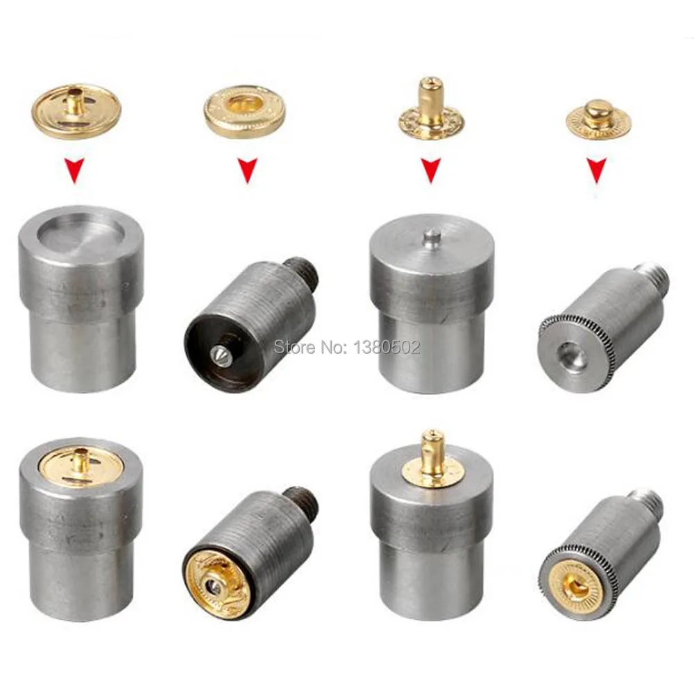 4pcs/sets Steel hand knock installation tool for 10/12/15mm buttons Manual press tool for Garment  4 parts buttons