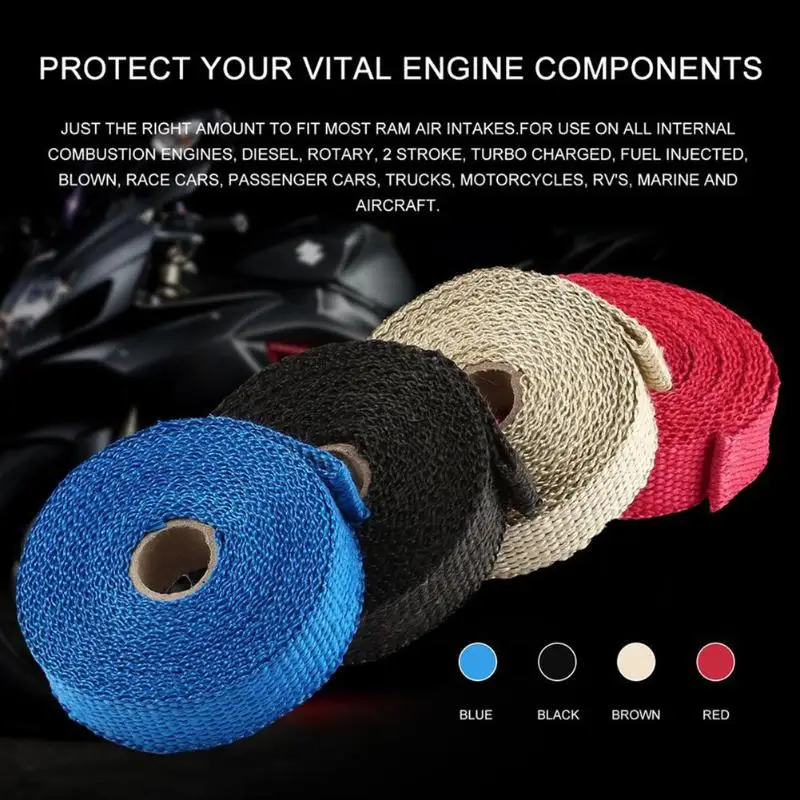 5m motorcycle exhaust pipe header wrap heat resistant cloth car modification universal insulation tape engine protection