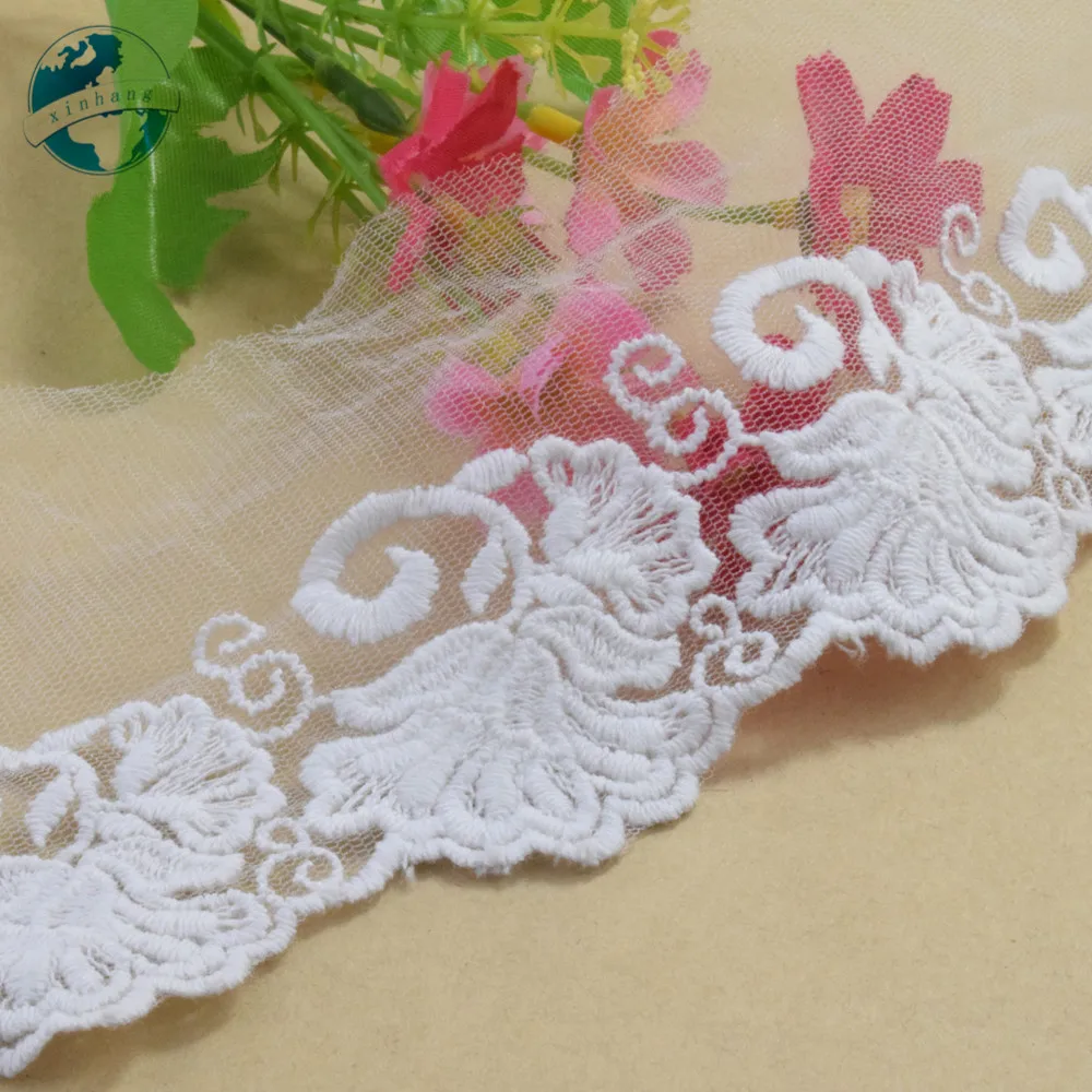 7cm width Cotton embroid lace dolls ribbon guipure trim fabric warp knitting DIY Garment Accessories wedding lace#3421