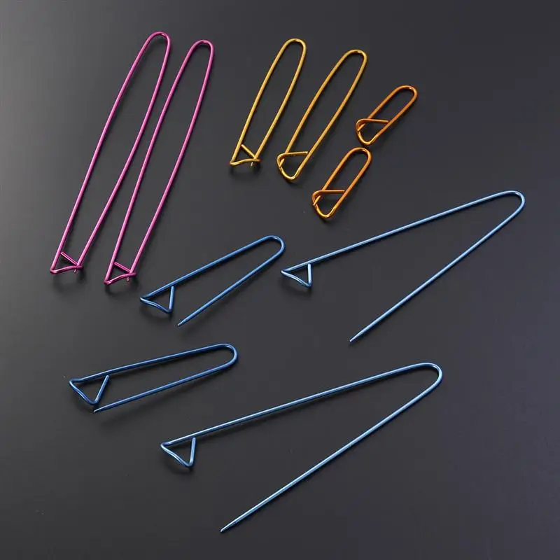 10pcs Assorted Colors Yarn Stitch Holder Set Crochet Knitting Needle Alloy Safety Pins (Random Color)