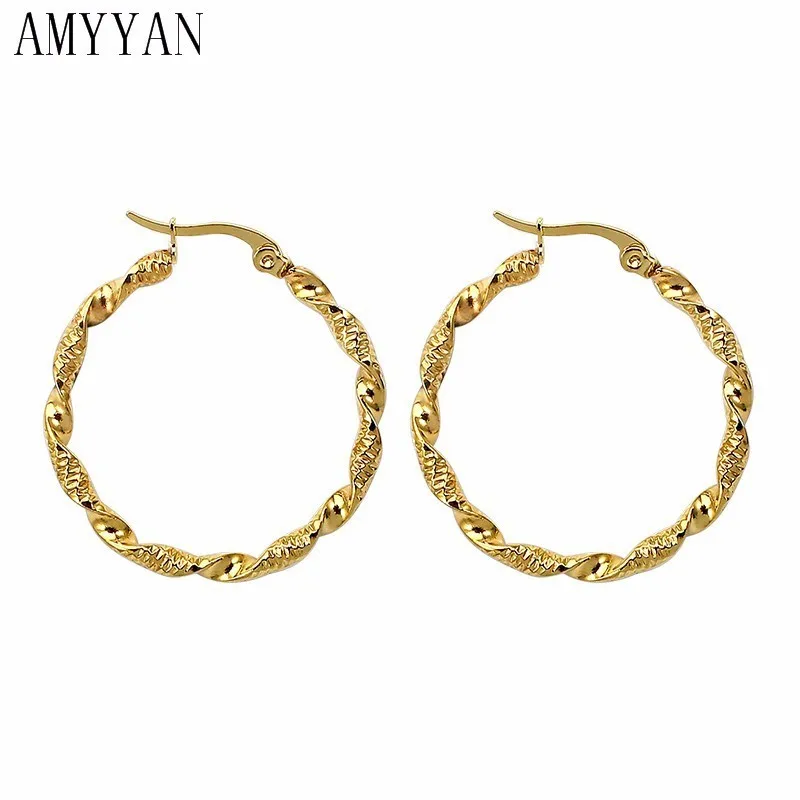 Woman Earrings Jewelry Snake Gode Color Stainless Steel Matel Material Big Round Pendant Open Classic Trendy 1 Pair