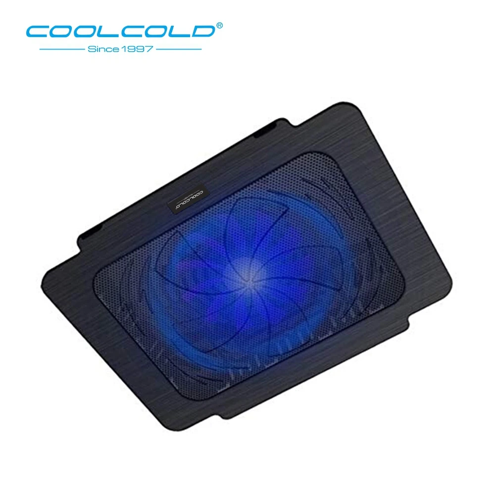 COOLCOLD Ultra Thin Laptop Cooler Cooling Pad Single Fan Led Light Notebook Radiator Fan Notebook Cooling Pad 15.6inch Laptop