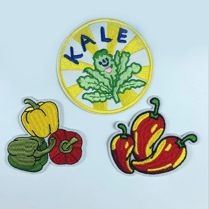 PGY Fruits And Vegetables Patchwork Patch Embroidered Patches For Clothing Embroidery Iron On For Close Shoes Bags Badges