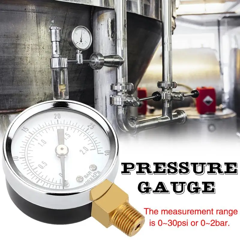 0-30 psi 0-2 bar 40MM Diameters Pressure Gauge Fuel Air Compressor Meter Hydraulic Pressure Tester Manometer Pressure Measurer