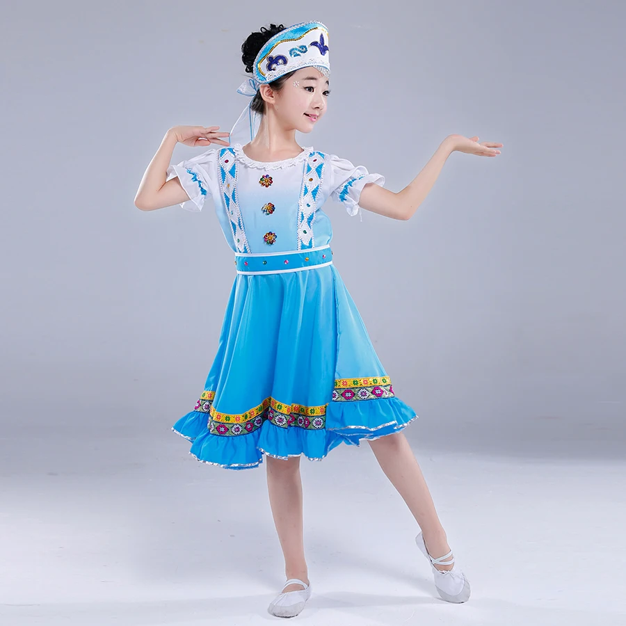 Songyuexia Children Russia Nation Performance Clothing Modern Stage Show Costumes Child Princess Skirt Party dance Dress