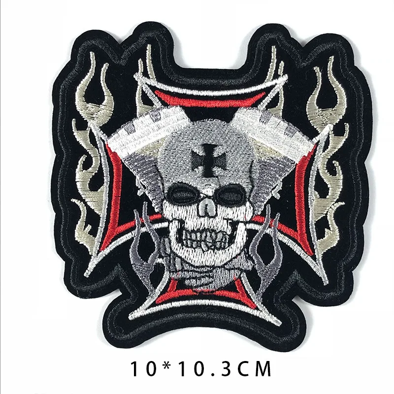 PGY Fine Wings Skull Patch Morale Iron On Biker Wings Back Patches Badge Punk Motorcycle Embroidery Patches For Clothes Parches