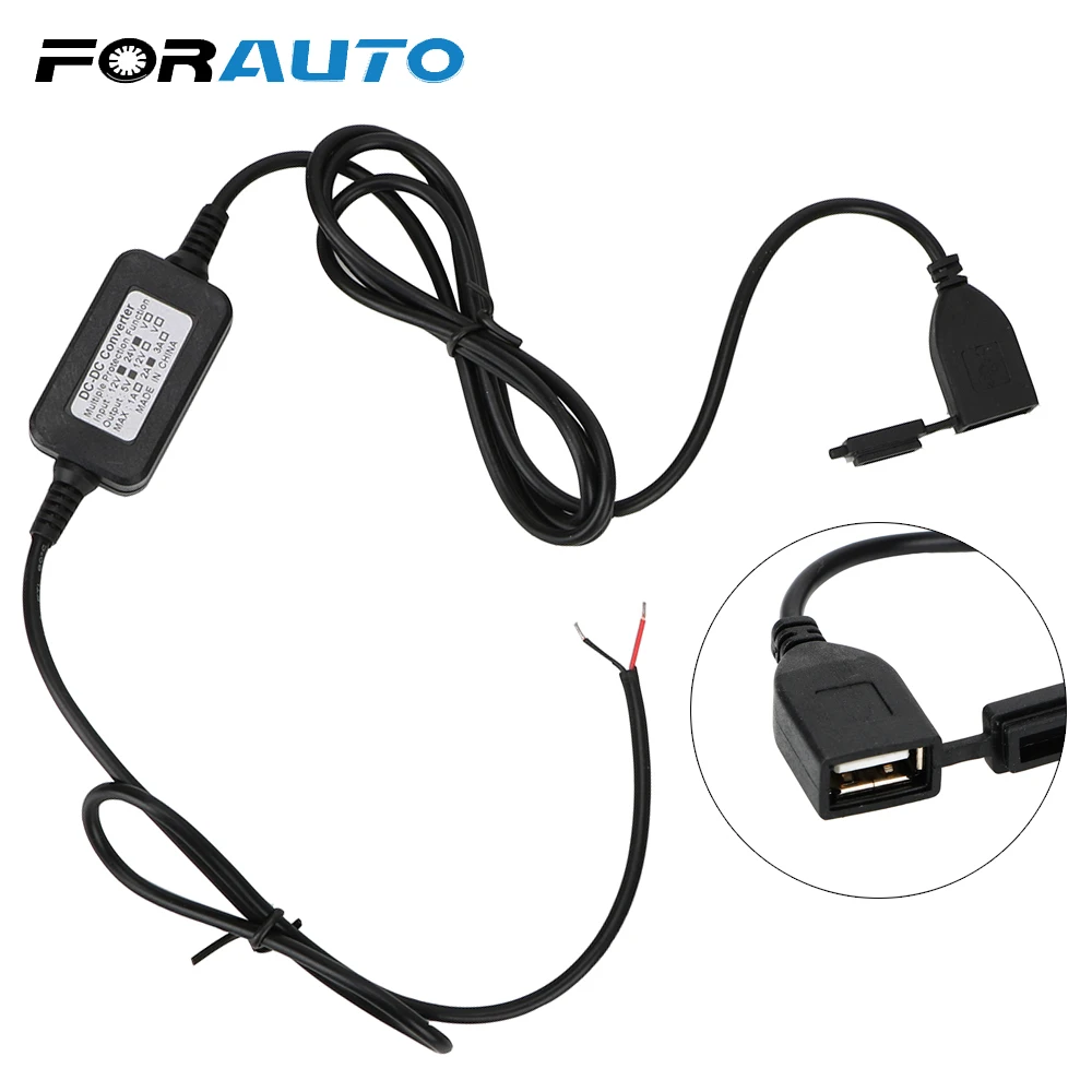 FORAUTO-toma de corriente USB para motocicleta, adaptador de 5V para teléfono DC 12V Vers, puerto de fuente de alimentación GPS, convertidor USB