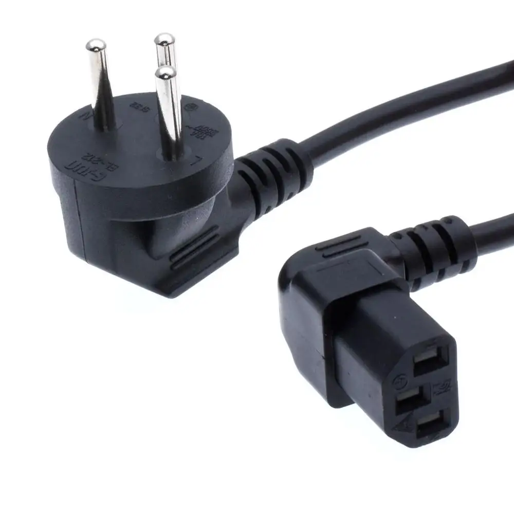 Isreal SI32 Power cord Down angled IEC320 C13,100cm, H05VV-F 3G 0.75mm ,SII standard Type H power line cables.