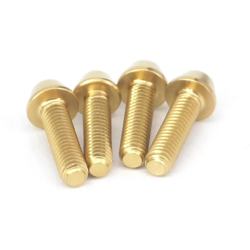 4 PCS M4x15mm Golden GR5 Titanium Cone head Bolts For Bike Rear Derailleur