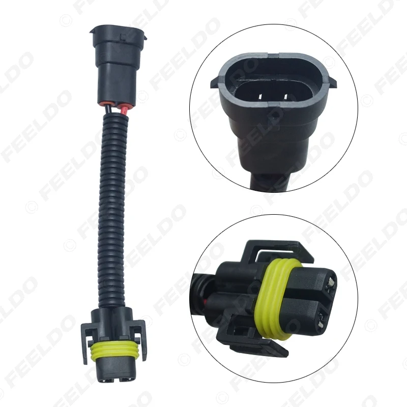 LEEWA 2PC Auto H11 LED HID Headlight Wiring Cable Connector Plug Lamp Bulb Socket Wire Adapter Holder #CA6002