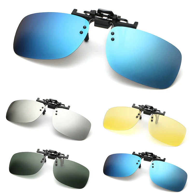 VINTAGE Polarized Clip On Flip UP แว่นตากันแดดผู้ชายผู้หญิง Night Vision เลนส์สีเหลืองสำหรับสายตาสั้นแว่นตาขับรถแว่นตาแว่นตา