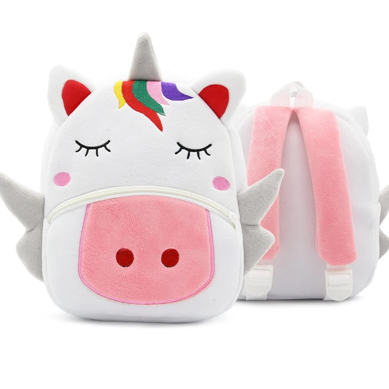 Regalo per bambini simpatico cartone animato 3D animale unicorno giraffa mucca zaini di peluche scuola materna borsa da scuola per bambini per
