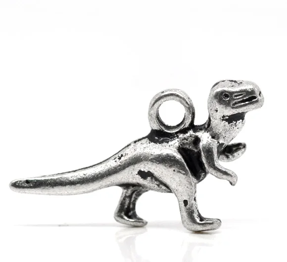 DoreenBeads 50 Silver Color Dinosaur Charms Pendants 22x12mm (B14767), yiwu