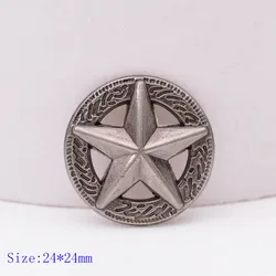 10X 1 Inch Retro Silver Western Cowboy Raise Texas 3D Star Leathercraft Belt Conchos