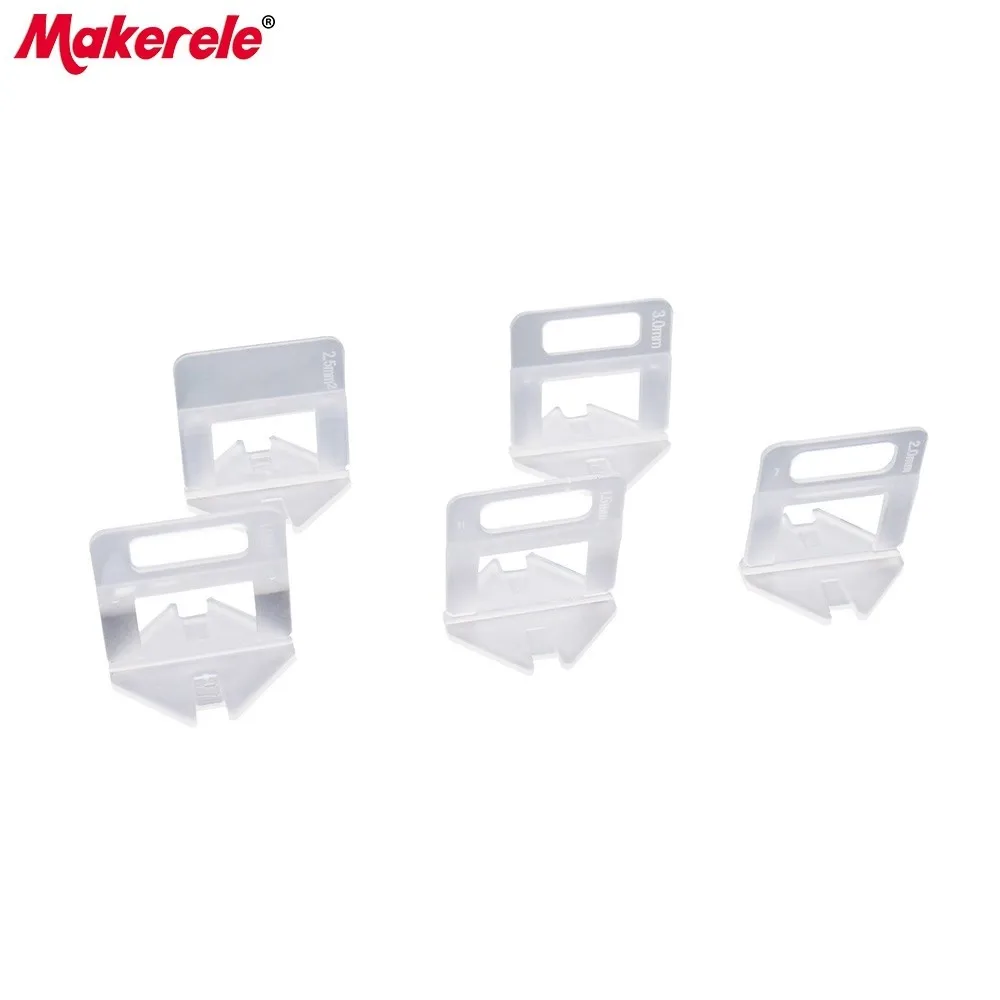 100pcs Tile Leveling System Clips Kit Wall Floor Tile Spacer Tiling Tool 1mm 1.5mm 2mm 2.5mm 3mm Transparent Disposable PVC Base