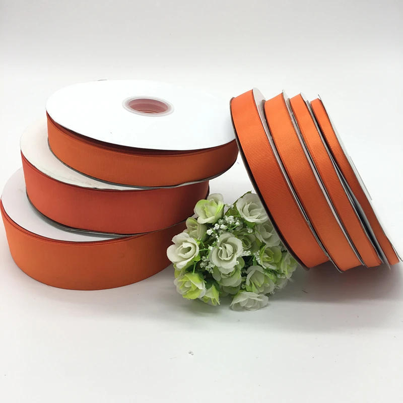 5Yards Orange 6mm 10mm 15mm 20mm 25mm 38mm 50mm Wide Monochrome Grosgrain Ribbon Hair Bows Wedding DIY Crafts