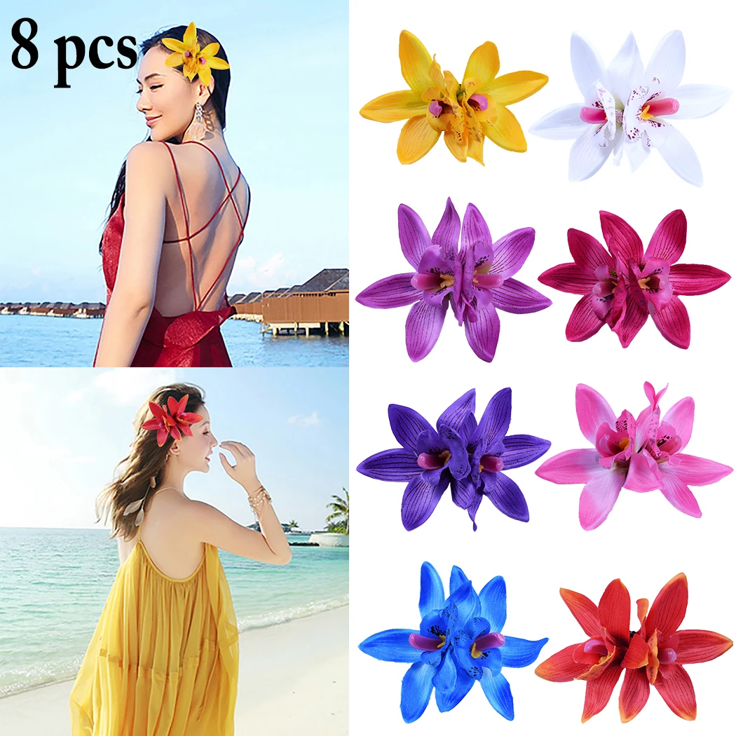 

8pcs Fashion Multicolor Flower Hair Clip Hairclips Hairgrips Elegant Hairpin Summer Ocean Beach Vacation Party Accessories