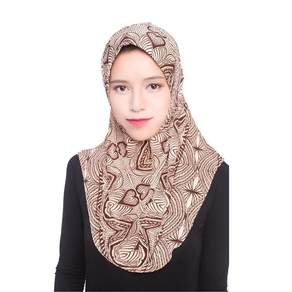 One Piece Amira Print lenço de cabeça para mulheres muçulmanas, wrap, xale, pronto-a-vestir, hijabs, islâmico, niab, nikab, lenço instantâneo