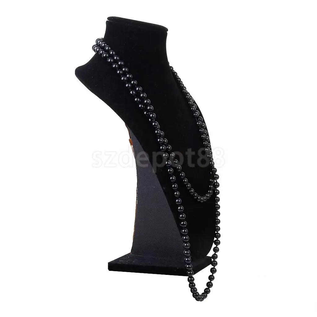 Black Cool Necklace Fashion Black Faux Pearl Long Sweater Chain Necklace