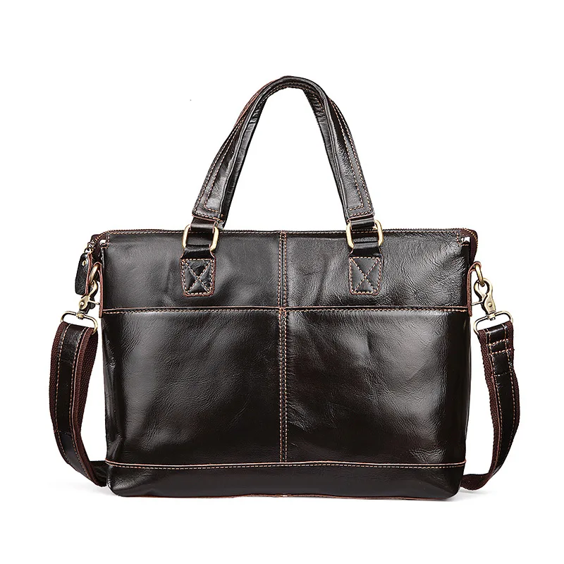 

Женская деловая сумка из натуральной воловьей кожи, тоут для ноутбука, сумочка-мессенджер на плечо из воловьей кожи с карманами