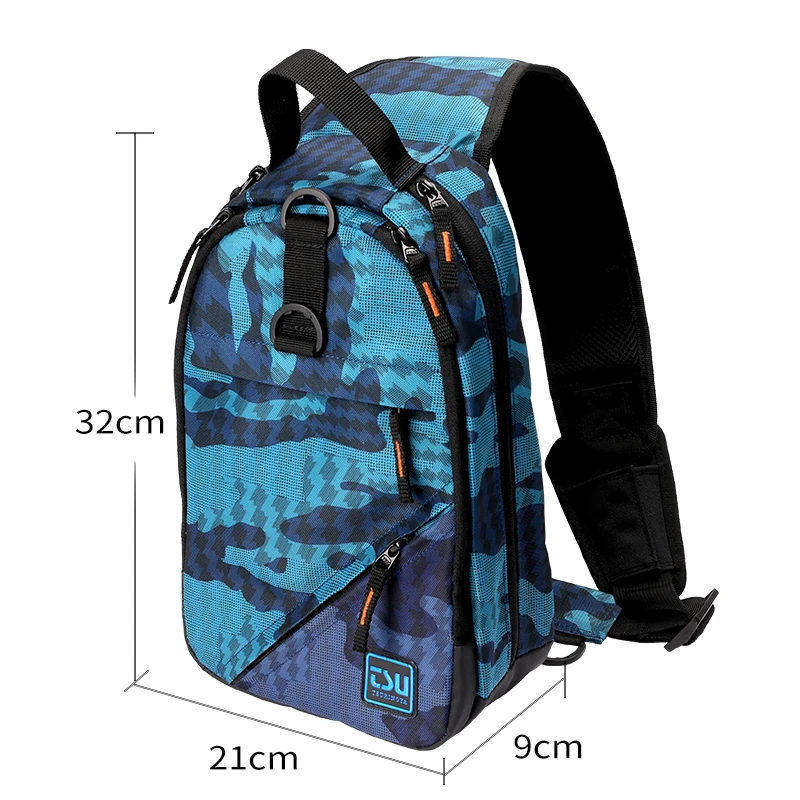 TSURINOYA Men Women Single Shoulder Fishing Bags E1 32*21*9cm Waterproof Multifunctional Fishing Tackle Outdoor Travel Lure Bag