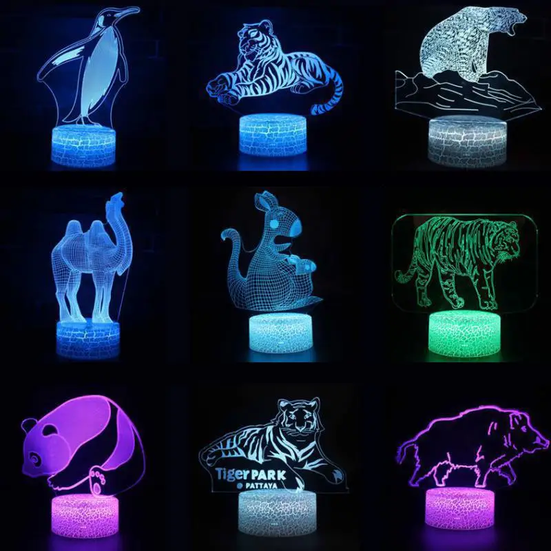 

Animal World 3d lamp Lovely cartoon children's toys Letter Light Children's room decoration 3D nightlight