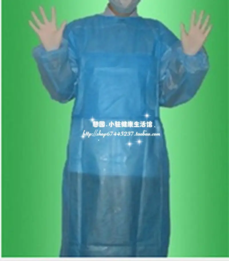 

10 шт. одноразовых медицинских хирургических халатов светло-голубого цвета из нетканого материала, стерильные, для перитонеальной хирургии.