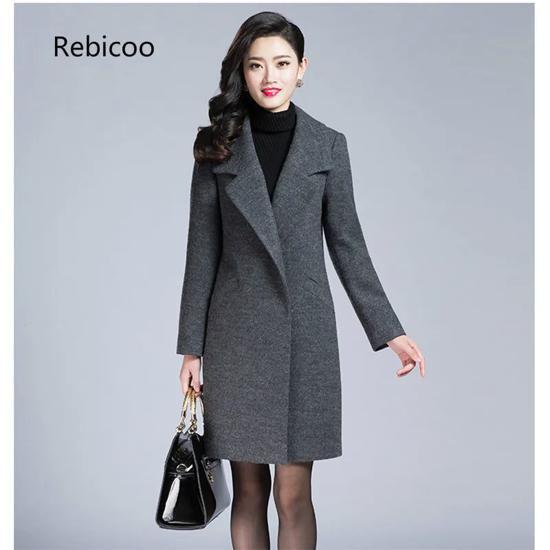 

Winter Wool Women Coats OL Fashion Outwear Office Clothing Desainer Full Sleeve Coat 4xl