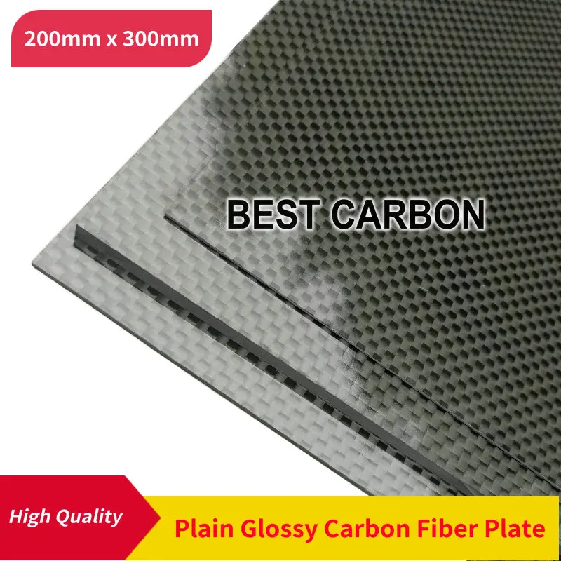 Free Shipping 200mm x 300mm 3K Plain glossy 100% Carbon Fiber Plate, laminate plate, rigid plate , car board , rc plane plate