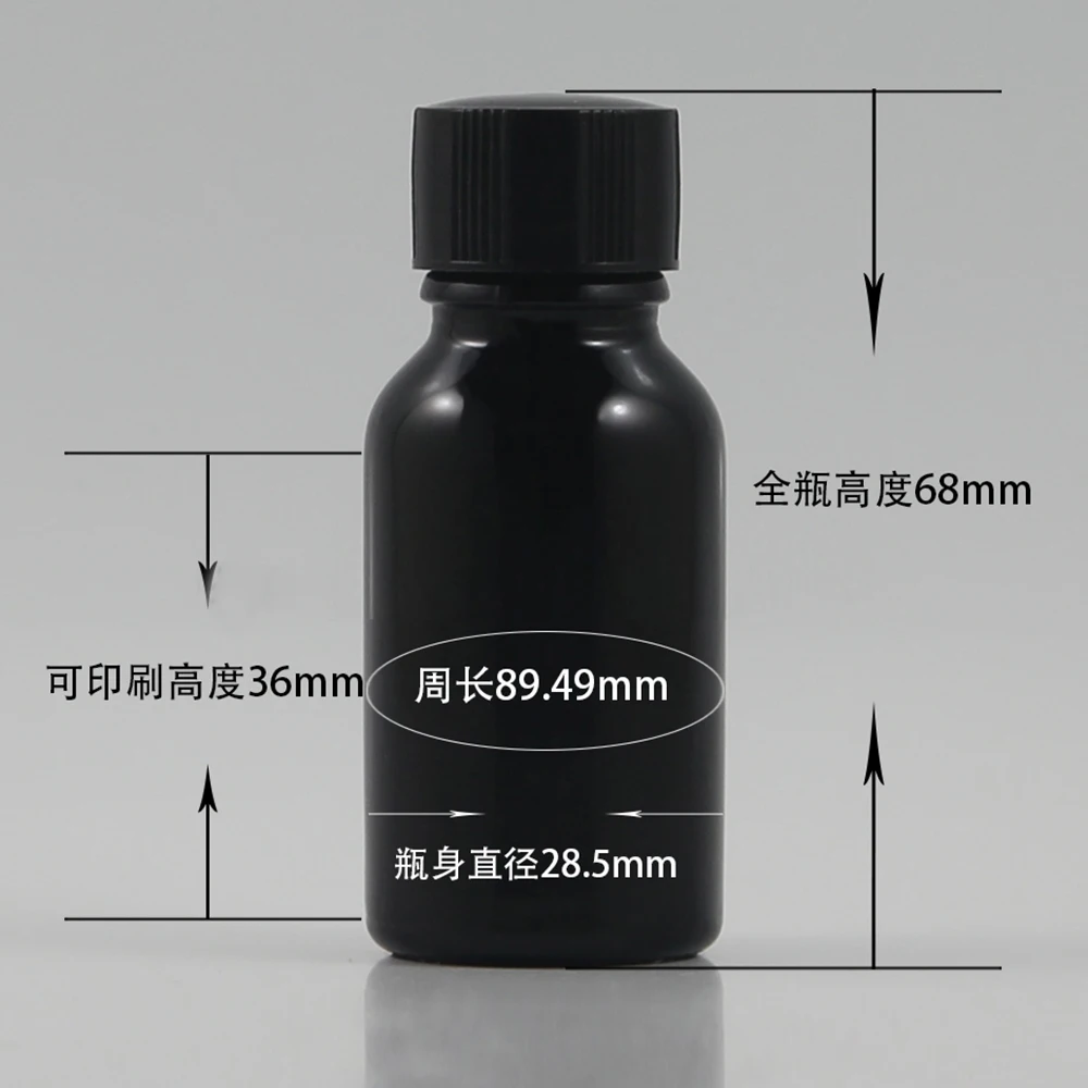 

Cheap 0.5 ounce black glass bottle essetial oil container with serum brush 15ml