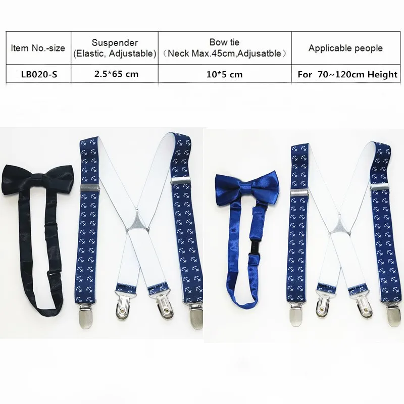 Trẻ Em Mỏ Neo In Treo Áo Thắt Nơ Bộ Bé Trai Bé Gái X-Lưng Suspender Bướm Cổ Bộ Trẻ Em Phụ Kiện LB020