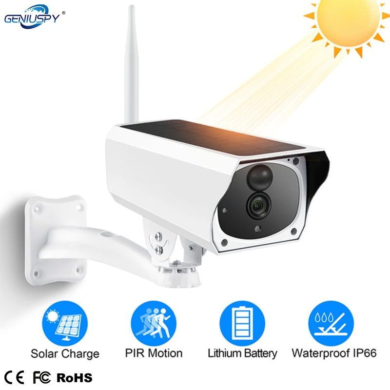 GENIUSPY X9 1080P HD Surveillance Cameras Waterproof Outdoor Security Solar Battery Charge Camera WIFI Cameras Audio PIR Motion