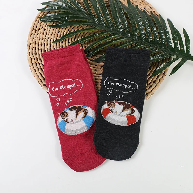 DONG AI new fashion animal male cotton socks sleepy cats and sizzling hot! dog straight comfortable leisure