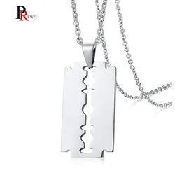 Stylish Double Edge Razor Blades Pendant for Men Necklace Stainless Steel Casual Male collar Gifts With 20