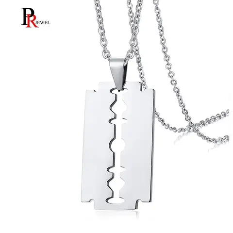 Stylish Double Edge Razor Blades Pendant for Men Necklace Stainless Steel Casual Male collar Gifts With 20"/24" Chain