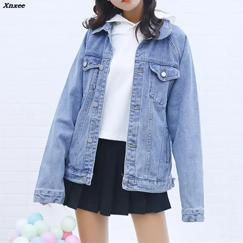 

Women Basic Coats Spring Autumn Women Denim Jacket Winter Loose denim jacket Female Jeans Coat Casual Girls Outwear laides Xnxee