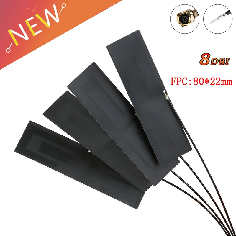 10Pcs GSM GPRS 2G 3G 4G LTE internal antenna 8dbi FPC 80*22mm wireless modem aerial 8cm Long IPEX connector