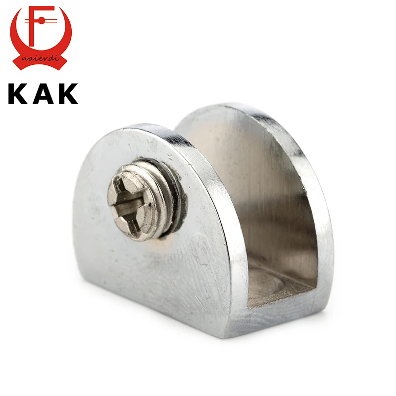 

KAK Half Round Glass Clamps Plane Zinc Alloy Shelves Support Two Hole Corner Brackets Clips For 8mm Thick Furniture Hardware