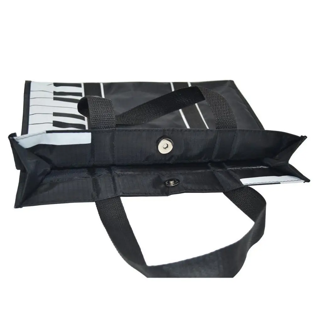 Music Topic Piano Key Music Waterproof 420D Oxford+5mm Sponge Bag Hand Bag Shopping Bag