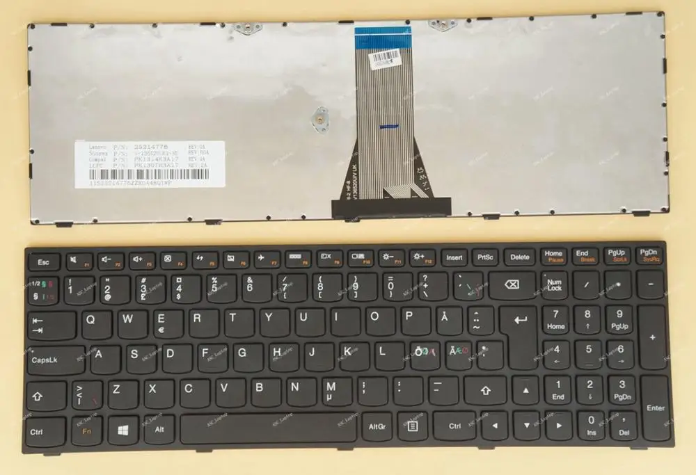 

New DK Norwegian Swedish Nordic Finnish Danish Keyboard For Lenovo B71-80 E50-70 E50-80 E51-80 G70-35 G70-70 Laptop Black Frame