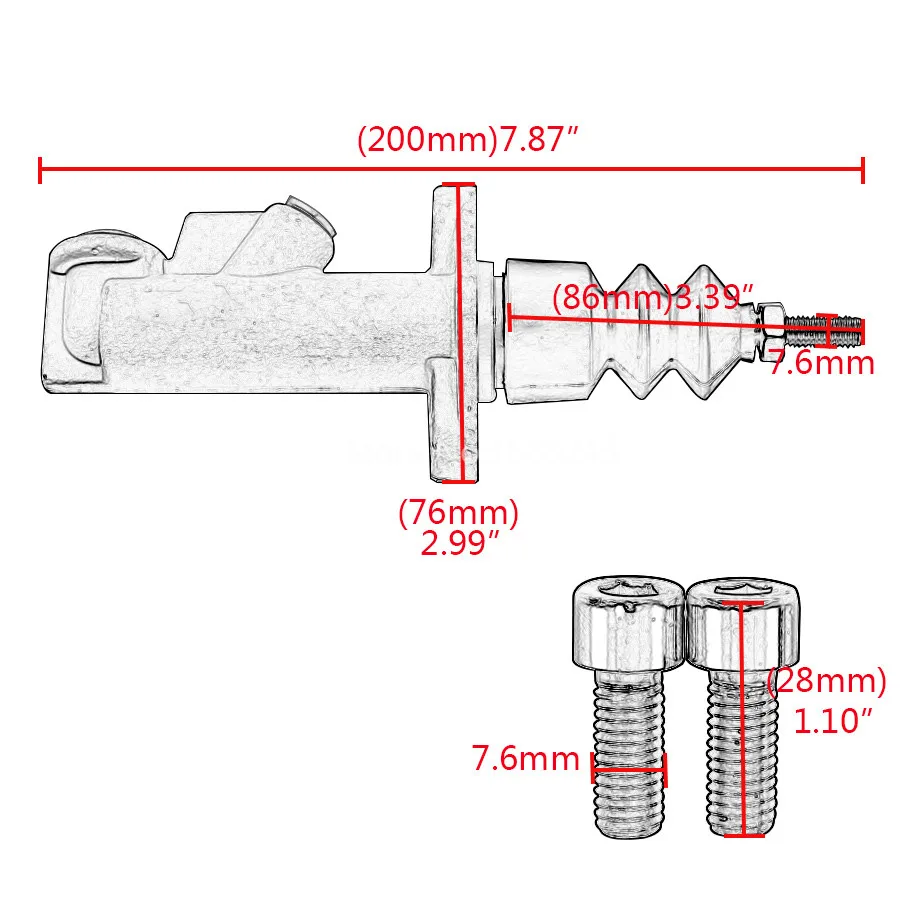 TrichTu di Montaggio Auto Freno Frizione Cilindro Maestro 0.7 Foro Remote Fit per Idraulica Hydro Freno A Mano In Lega di Alluminio Maestro Cilindri