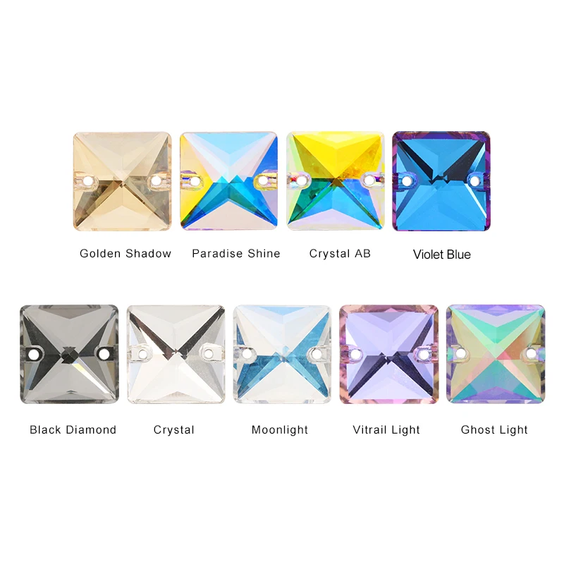 Astrobox Magic Square Sew on Rhinestone With Two Holes Flat Back K9 Glass Loose Diamond Stones Garment DIY Clothing  Jewelry