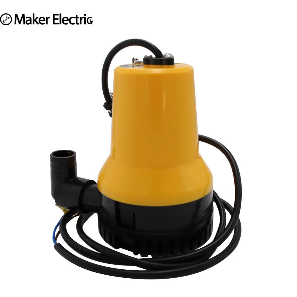 Submersible Brushless bilge pump solid shell with chain Removable filter bright yellow mini 12V dc water pump