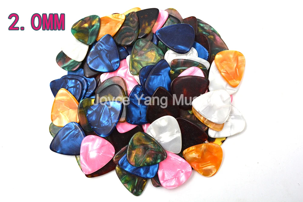 Niko Lots of 100pcs 1.2/1.5/2.0mm Heavy Pearl Celluloid Acoustic Electric Guitar Bass Picks Plectrums No Logo Printing