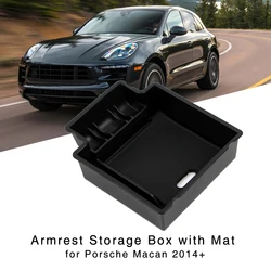 Car Interior Armrest Storage Box for Porsche Macan 2014 2015 2016 2017 2018 Center Console Organizer Glove Holder Tray