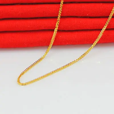 BEST SOILD 18K Yellow Gold Chain Necklace/ Wheat Link Chain Necklace