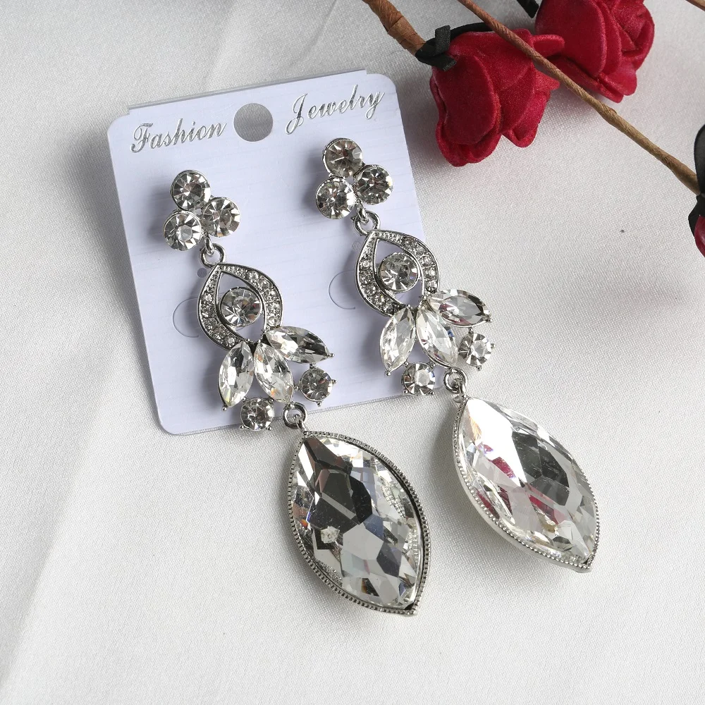 VEYO Horse eye Luxury Crystal Drop Earrings Fashion Jewelry Elegant Long Earrings for Women